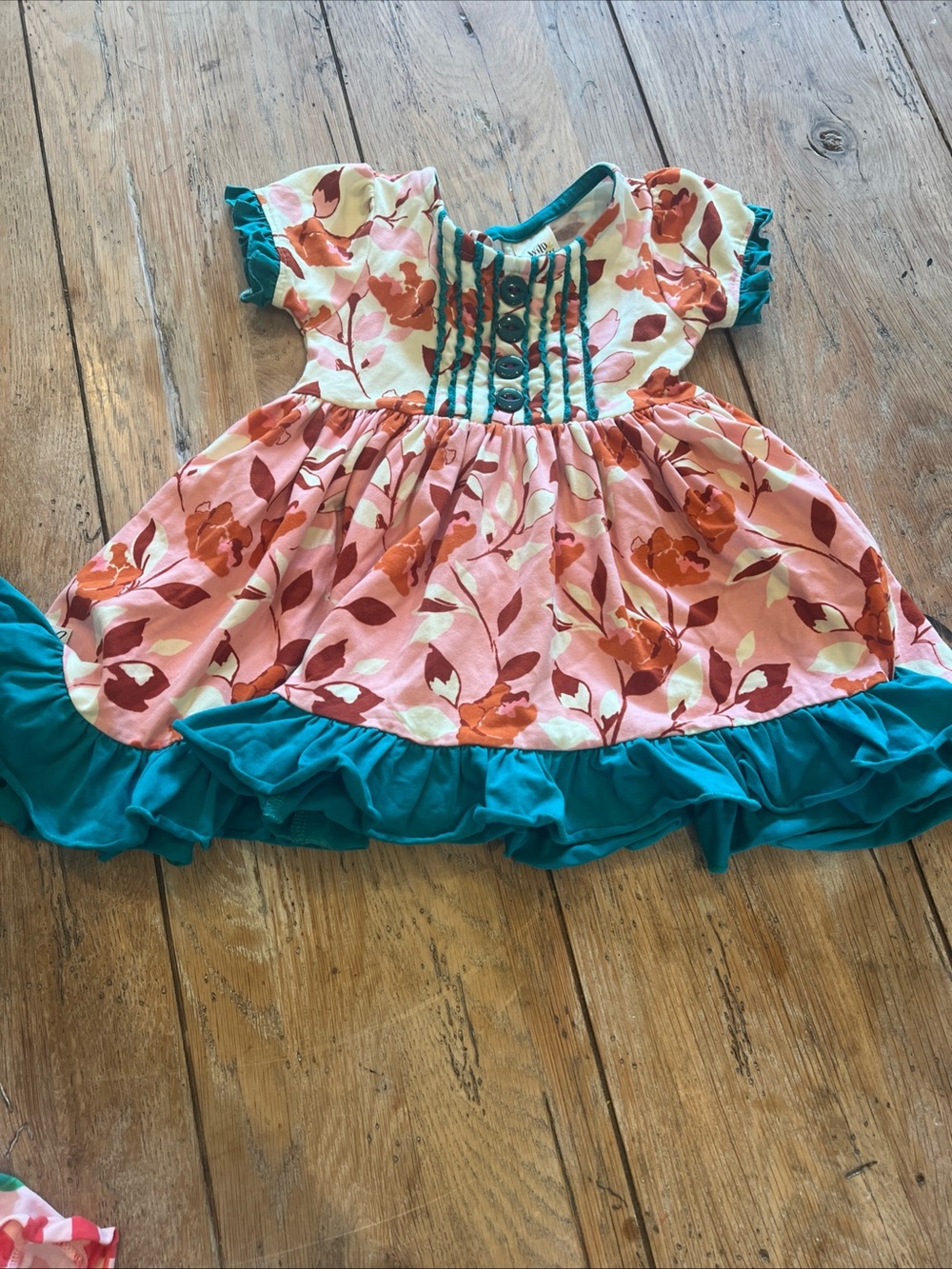 Wildflowers Girl 18M Floral Fit & Flare Dress Ruffle Hem Short Sleeve W/ pockets